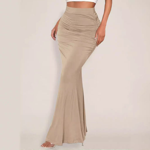 Summer Skirt Sexy Slim Hip Pleated Wide Hem Maxi-Fancey Boutique