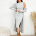 Color-Light Gray-Women Clothing Dress Women Autumn Long Sleeve Long Coat Two Piece Suit-Fancey Boutique