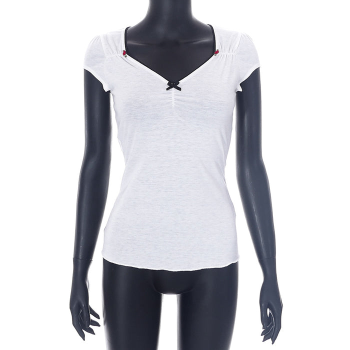 Color-White-Women Clothing Spring Summer Solid Color Sleeveless Slim Casual T shirt-Fancey Boutique