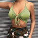 Color-Green-Sexy Small Sunken Stripe Chest Pleated Hollow Out Cutout Slim Fit Tied Vest-Fancey Boutique