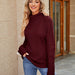 Color-Wine Red Turtleneck Sweater-Turtleneck Twist Sweater Women Autumn Winter Solid Color Knitted Top High Collar Bottoming Shirt-Fancey Boutique