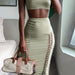 Women Clothing Summer Hollowed out Cropped Tank Top Slim Skirt Set-Green-Fancey Boutique