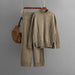 Color-Khaki-Suit Women Autumn Winter Casual Solid Color Loose Knitted Mock Neck Sweater Two Piece Set-Fancey Boutique