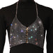 Color-Black Gold Diamand-Summer Inner Wear Slim Backless Fishnet Rhinestone Tassel Suspender Vest-Fancey Boutique