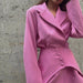 Early Spring French Design Pink Waist Seal Suit Long Sleeve Loose Waist Coat Women Clothing-Fancey Boutique