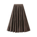 Color-Khaki-Autumn Vintage Velvet Pleated Skirt Women Skirt Autumn Winter Gold Velvet Dress Maxi Dress-Fancey Boutique