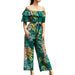 Color-Green-Women Clothing Fashion off-Shoulder Floral Jumpsuit Summer Short Sleeve Chiffon Vacation Beach Jumpsuit-Fancey Boutique