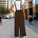 Fall Women Clothing Maillard Solid Color Corduroy Suspender Pants for Women-Fancey Boutique