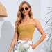 Sexy Top Wide Shoulder Strap Solid Color Short Slim Sweater Camisole-Yellow-Fancey Boutique