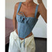 Street Sexy All Match Imitation Denim Spaghetti Strap Camisole Top Women-Fancey Boutique