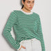 Striped Sweater Autumn Trendy Thread Contrast Color round Neck Knitted Striped Sweater-Green-Fancey Boutique