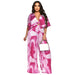 Women V Neck Pleated Popular Printed Casual Jumpsuit Women-Rose Tie Dye-Fancey Boutique