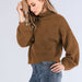 Color-Khaki-Women Autumn Winter Half High Collar Long Sleeves Thick Soft Glutinous Knitted Sweater-Fancey Boutique