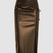 Leather Skirt Office Lady Sheath Skirt Repair Sexy Slit Leather Skirt Skirt-Coffee-Fancey Boutique