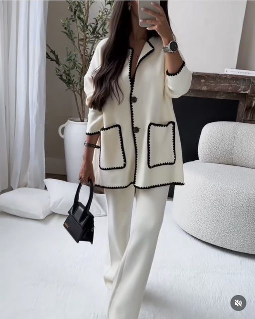 Color-White Coat-Women Stitching Bag Set Autumn Winter-Fancey Boutique