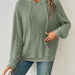 Color-Green-Autumn Winter Knitwear Hooded Sunken Stripe Kangaroo Pocket Long Sleeve Bathroom-Fancey Boutique