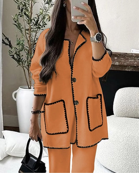 Color-Orange Coat-Women Stitching Bag Set Autumn Winter-Fancey Boutique