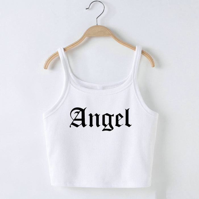 Color-White-Women Clothing Angel Short Slim Fit Camisole-Fancey Boutique