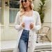 Color-Creamy-white Sweater Coat-Idle Long Sweater Coat Twisted Floral Autumn Winter Solid Color V neck Knitted Cardigan Women Knitwear-Fancey Boutique