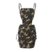 Shoulder Strap Elastic Camouflage Hollow Out Cutout Sexy Lace Up Hip Dress Women-Camouflage Apricot-Fancey Boutique