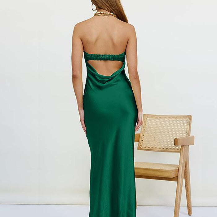 Color-Green-Ladies Dress Sexy Tube Top Dress Sexy Backless Formal Dress Women Clothing-Fancey Boutique