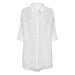 Pure Linen Shirt Women Summer Loose Half Sleeve Shirt Casual Office Wind Front Short Back Long Design Jacket-White-Fancey Boutique