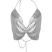 Color-Silver-Camisole Sexy Nightclub Halter Backless Tube Top Metal-Fancey Boutique