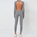 Color-Dark Grey-Finger Suit Sexy Backless Nude Feel Long Sleeve Yoga Jumpsuit High Strength Fitness Sports One Piece Tights-Fancey Boutique
