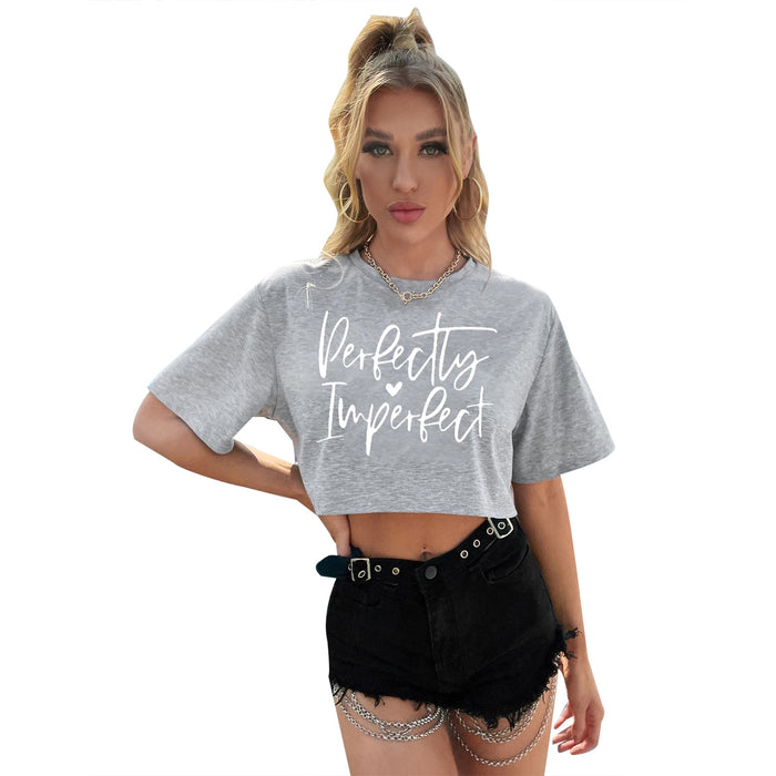 Color-Light Gray-Women Clothing Casual Sexy Short Printed Personalized Fashionable All Match T Shirt-Fancey Boutique