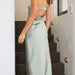 Color-Matcha-Spring Summer Elegant Socialite Satin Hollow Out Cutout Backless Tube Top Dress Length-Fancey Boutique