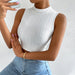 Women Clothing Pullover round Neck Sleeveless Cropped Short Vest Women Summer Outer Wear Inner Wear Micro Backless Top-White-Fancey Boutique