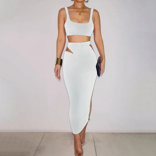 Color-White-Women Suit Summer Sexy Sling Commercial Sheath Dress Two Piece Set-Fancey Boutique
