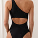 Women Swimsuit Mesh Stitching Jumpsuit Sexy One Shoulder One Piece-Fancey Boutique