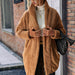Color-Coffee-Cardigan Women Clothes Plush Casual Long Buckle Free Solid Color Loose Lapels Coat Women-Fancey Boutique