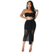 Color-Black-Summer Women Clothing Sexy Mesh See Through Wrapped Chest Skirt Two Piece Set-Fancey Boutique
