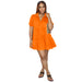 Color-Orange-Recommended Casual Solid Color Shirt Loose Dress-Fancey Boutique