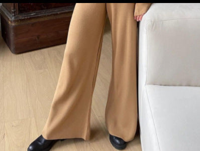 Color-Khaki Pants-Loose Casual Sweater Top Trousers Set-Fancey Boutique