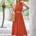 Color-Red-Summer Women Clothing Fresh Solid Color Oblique Shoulder Waist Skirt Set-Fancey Boutique