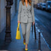 Color-Gray-Spring Autumn Office Business Professional Women Work Pant Two Piece Set-Fancey Boutique