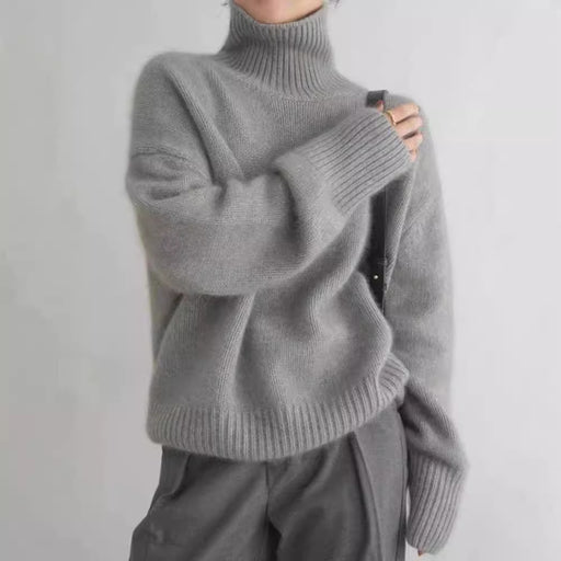 Idle Turtleneck Knitting Sweater Women Autumn Winter Soft Glutinous Solid Color Loose Inner Wear Comfortable Korean Women Dinified Sweater-Fancey Boutique