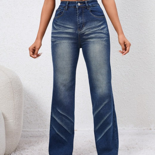 Loose Slimming High Waist Stretchy Straight Leg Pants Jeans-Fancey Boutique