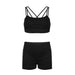 Color-Black-Spring Summer Basic Sports Suit Solid Color Double Shoulder Strap Vest Pocket Shorts Casual Yoga Two Piece Set-Fancey Boutique