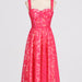 Socialite Sexy Dress Summer Sling Boning Corset Waist-Tight Embroidery Mesh Maxi Dress Women-Coral Red-Fancey Boutique