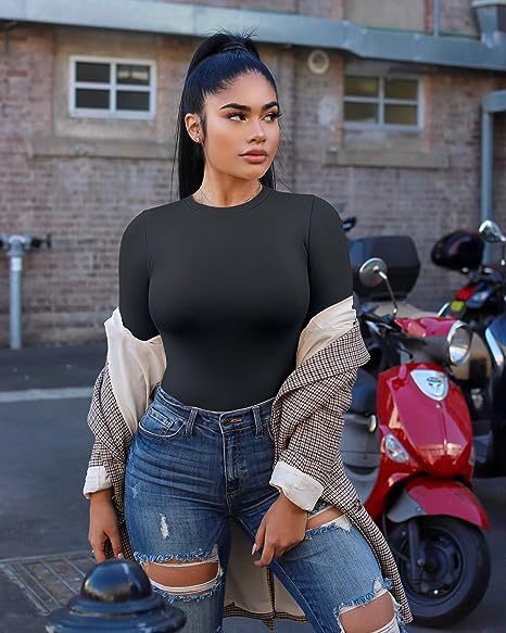 Color-Black-Autumn Winter Long Sleeved Top round Neck Stretch Bottoming Shirt T shirt Top for Girls-Fancey Boutique