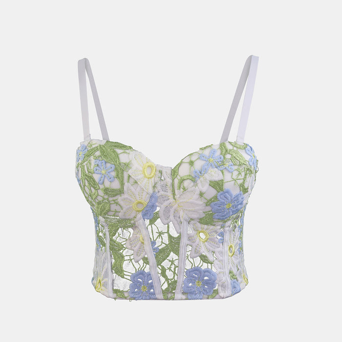 Wearing Floral Mesh Breathable Summer Outerwear Boning Corset Bra Inner Water Soluble Lace Underwear Fresh Backpack Vest Sling-Fancey Boutique