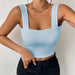 Camisole Wide Shoulder Strap Sleeveless Outerwear Top Sexy Slim Fit Sexy Back-Turquoise-Fancey Boutique