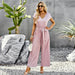 Color-Pink-Solid Color Jumpsuit Women Summer Office Loose Fitting Wide Leg Trousers-Fancey Boutique