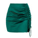 Color-Green-Solid Color Pleating Hip Skirt Sexy High Waist Zipper Satin Skirt Women Summer Women Clothing-Fancey Boutique