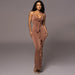 Women Clothing Slim Fit Sexy Sling Dress Solid Color Ruffles High Waist Sexy Dress-Brown-Fancey Boutique