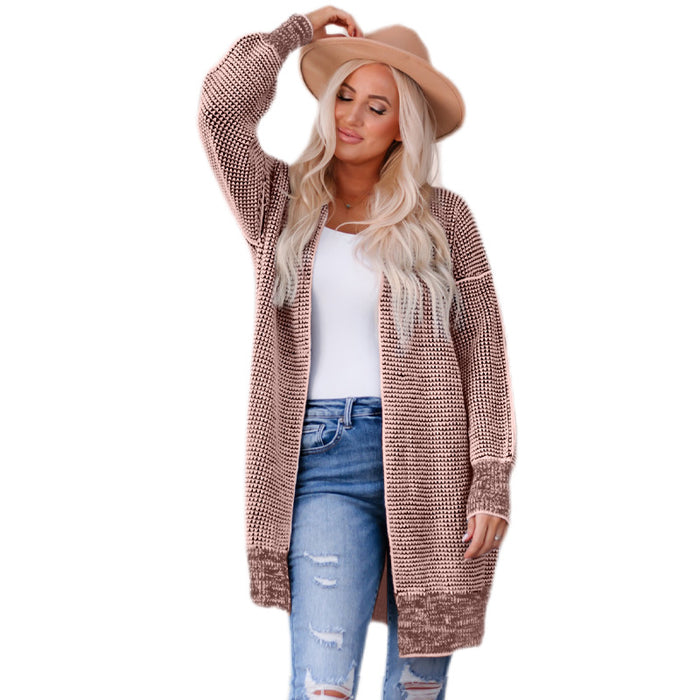 Color-Pink-Autumn Winter Women Clothing Mid Length Knitted Smocking Women Sweater Cardigan-Fancey Boutique